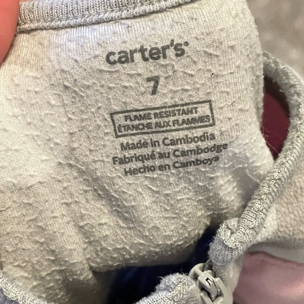 Carter's Gray and Pink Polka Dot Kids Footie Pajamas size 7